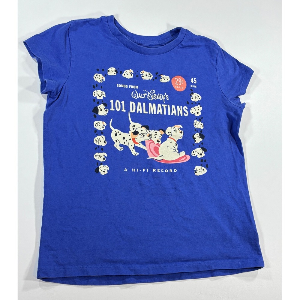 Disney Store 101 Dalmatians Shirt Retro 45 RPM Record Graphic Girls Size L 10/12